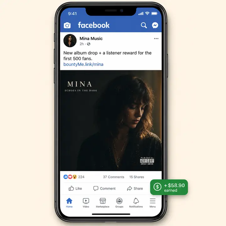 Musician's Facebook album download post
